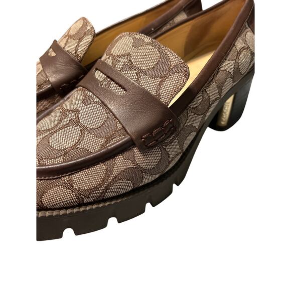 Coach Cora Leather and Jacqard Chunky Sole Loafer Size 8.5B - Picture 7 of 13